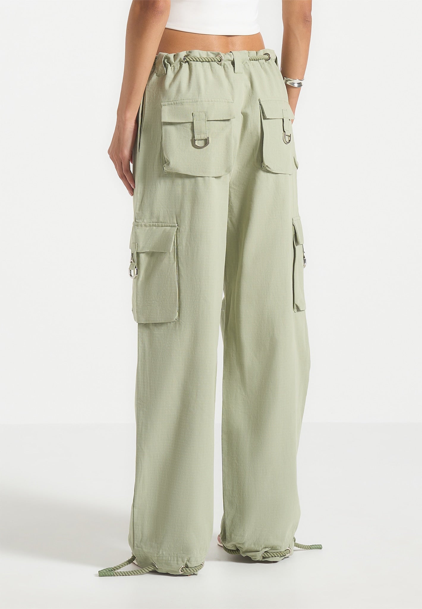 Ripstop Parachute Cargo Pants - Sage