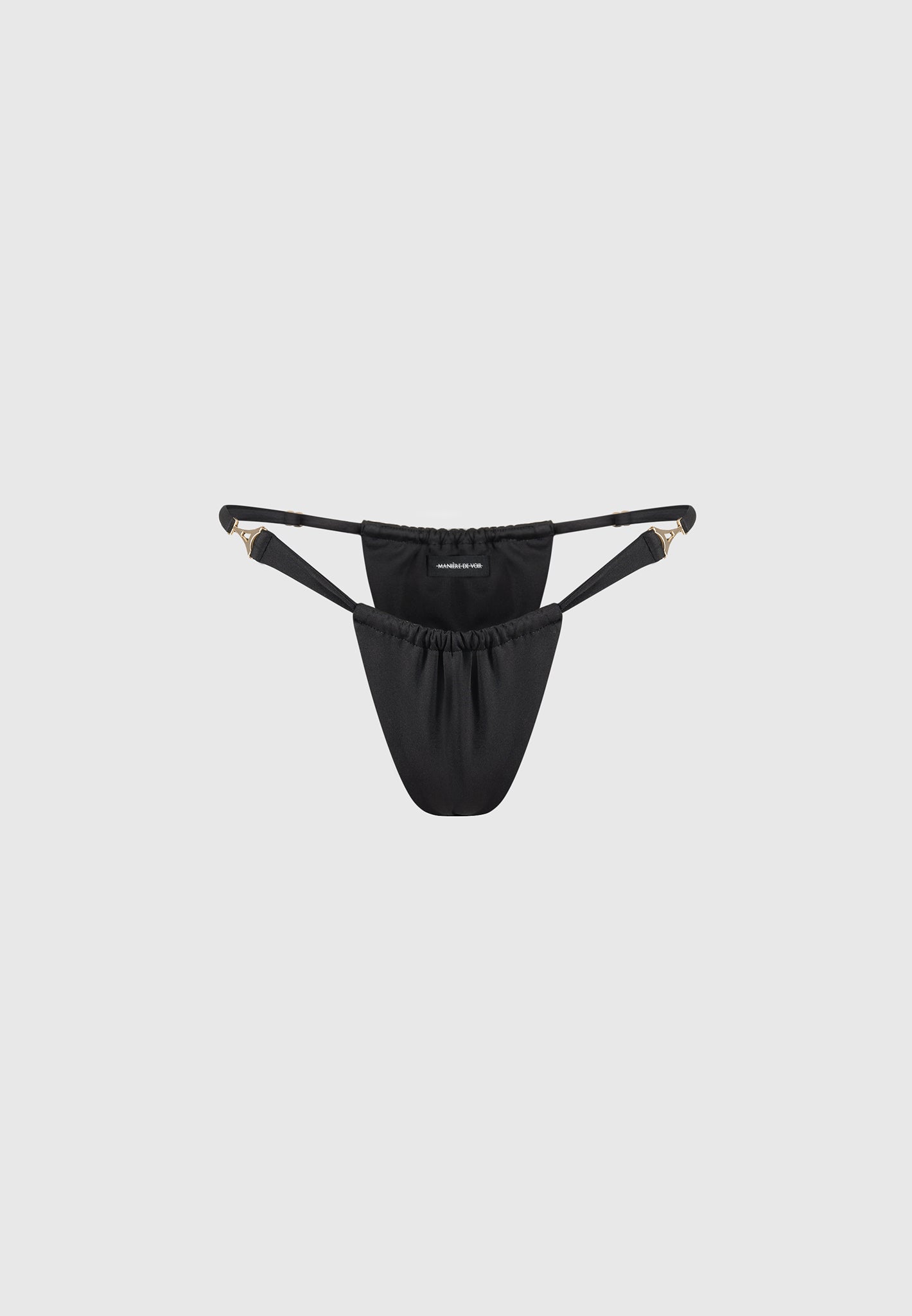 Eiffel Ruched Bikini Bottoms - Black