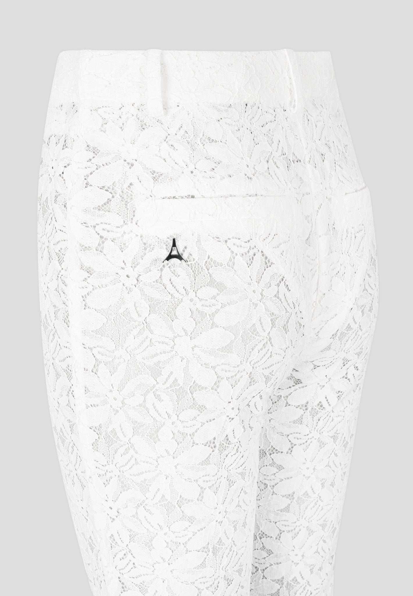 Lace Fit and Flare Trousers - White