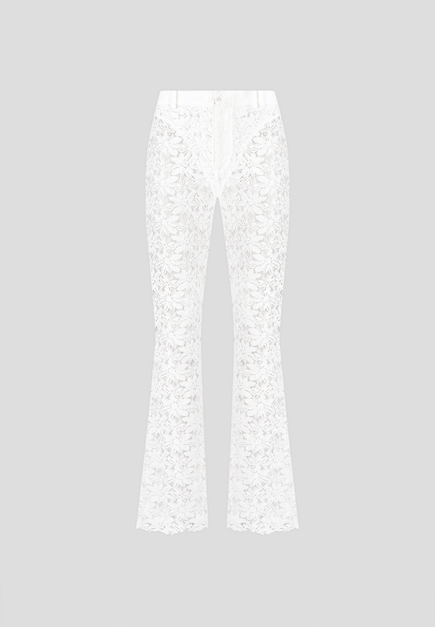 Lace Fit and Flare Trousers - White