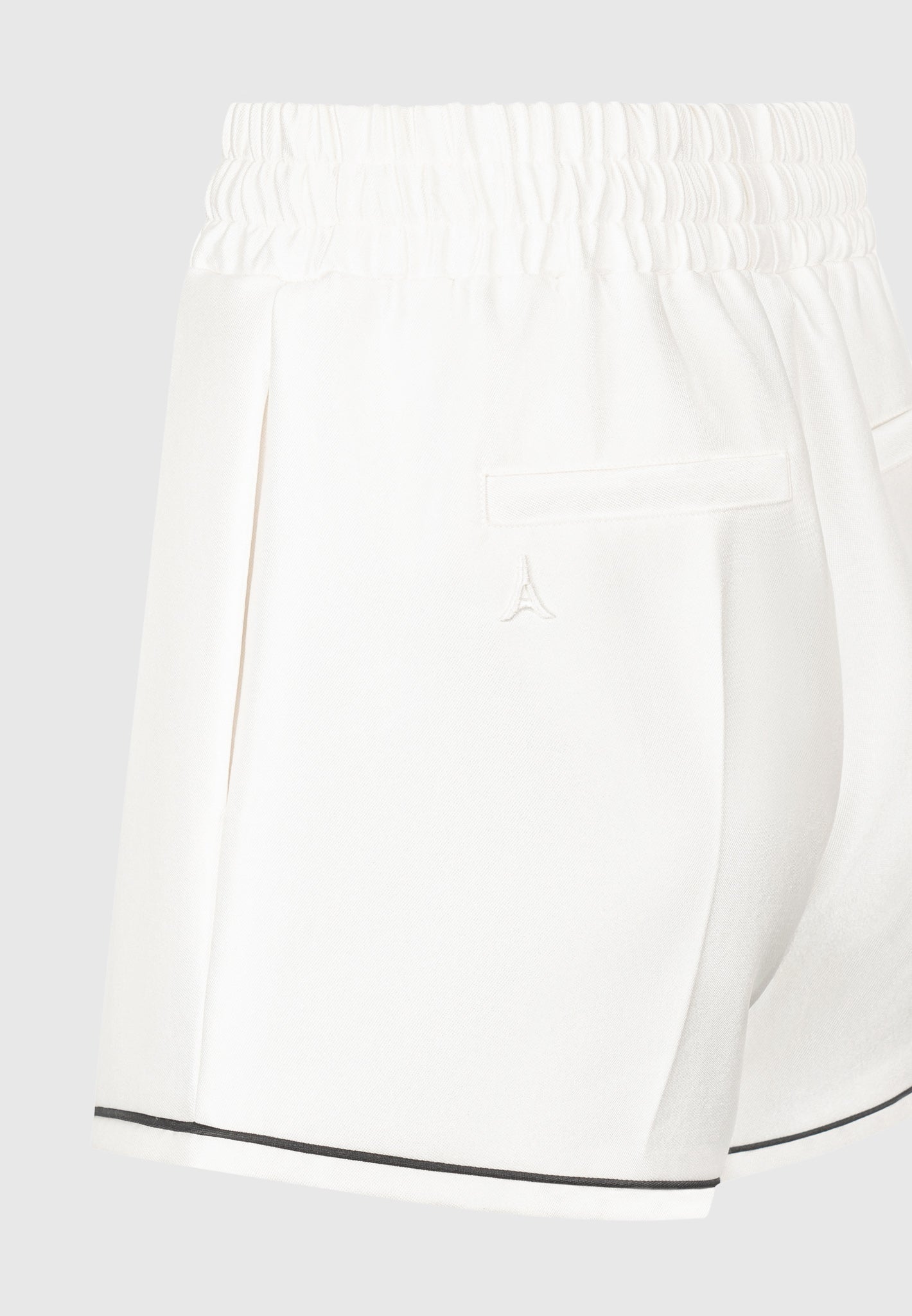 Satin Shorts with Piping - Cream