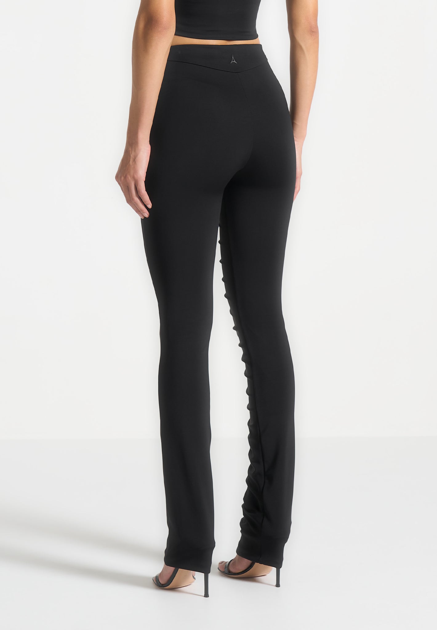 Eyelet Detail Tacked Leggings - Black