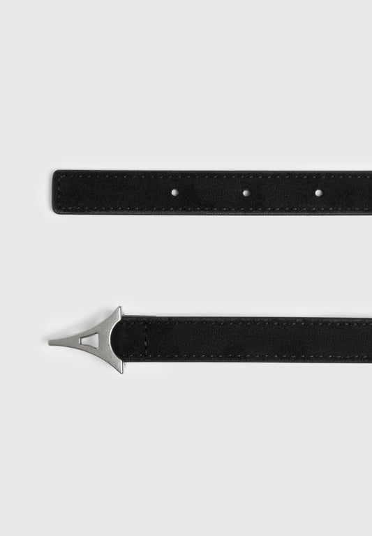 Eiffel Slim Suede Belt - Black/Silver