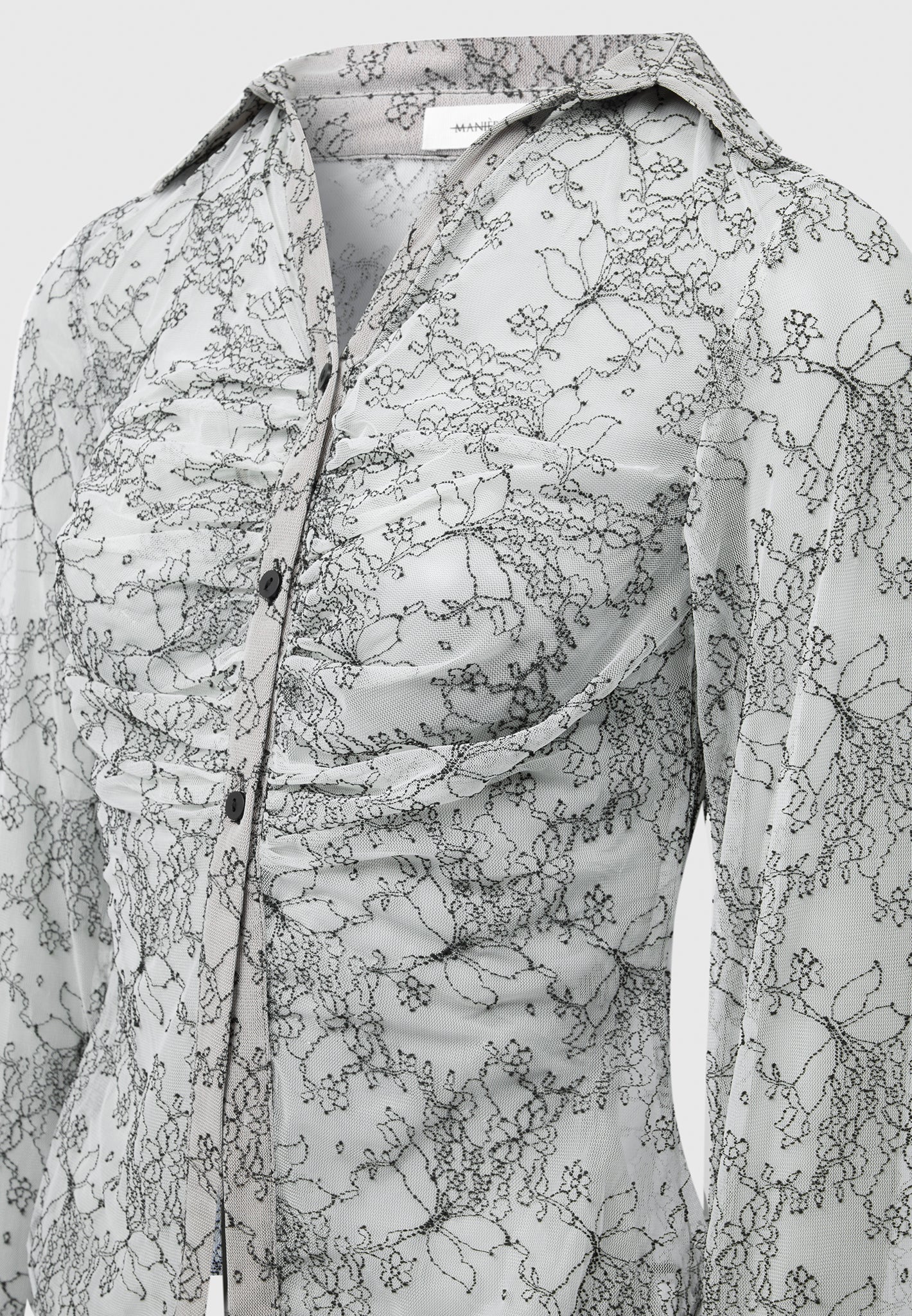 Lace Mesh Contour Shirt - Off White