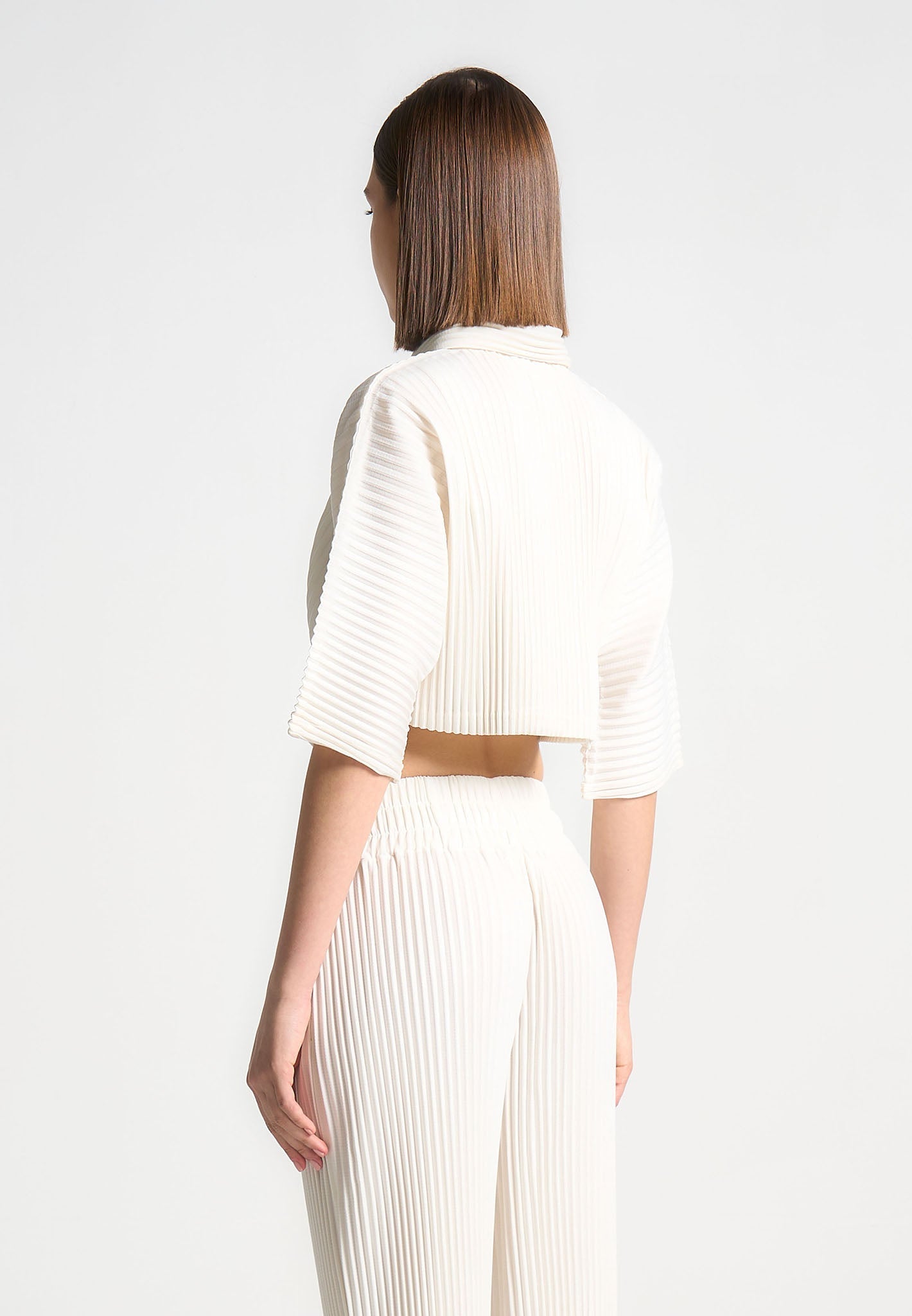 Pleated Cropped Shirt - Off White