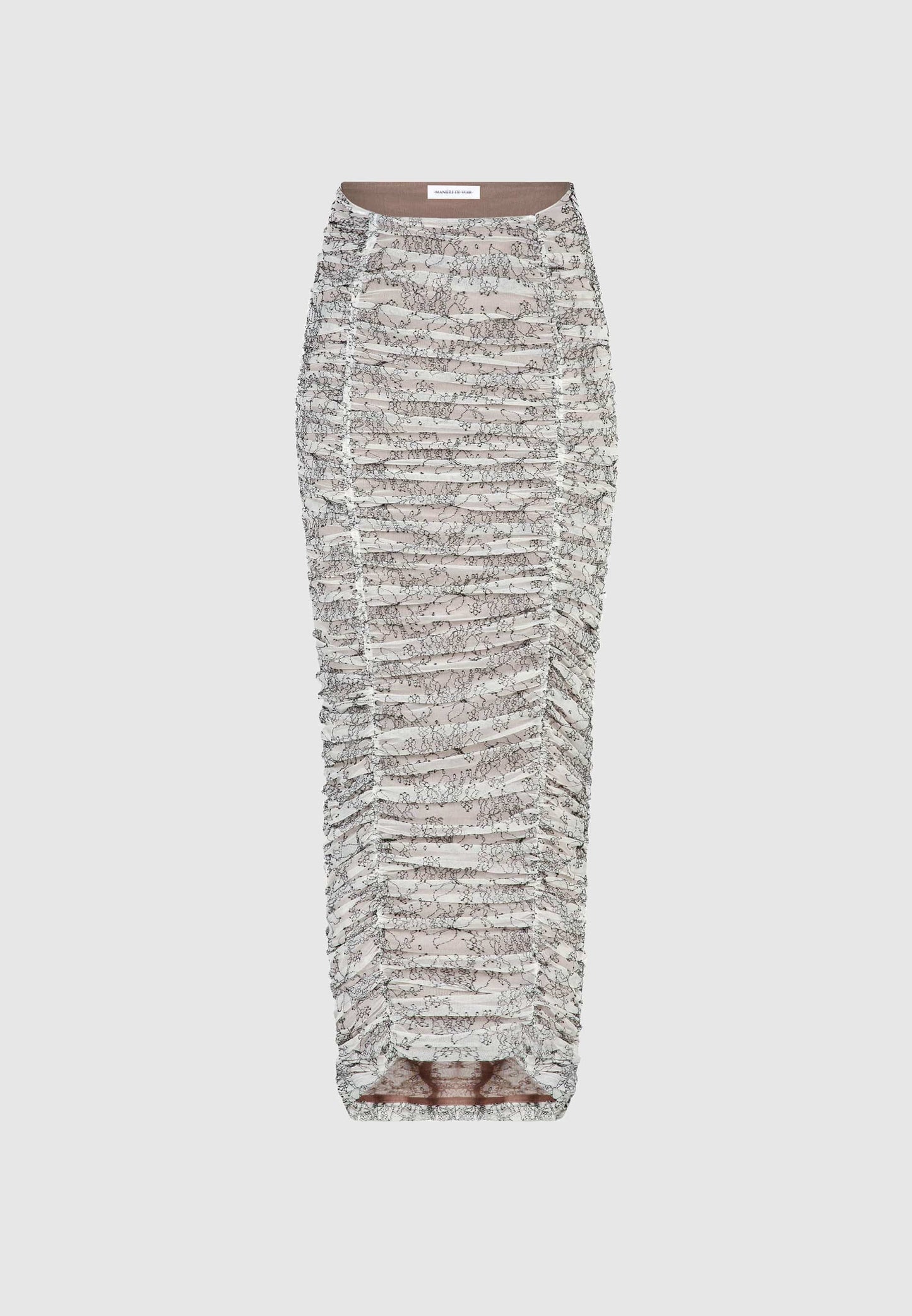 Ruched Lace Asymmetric Midaxi Skirt - Off White