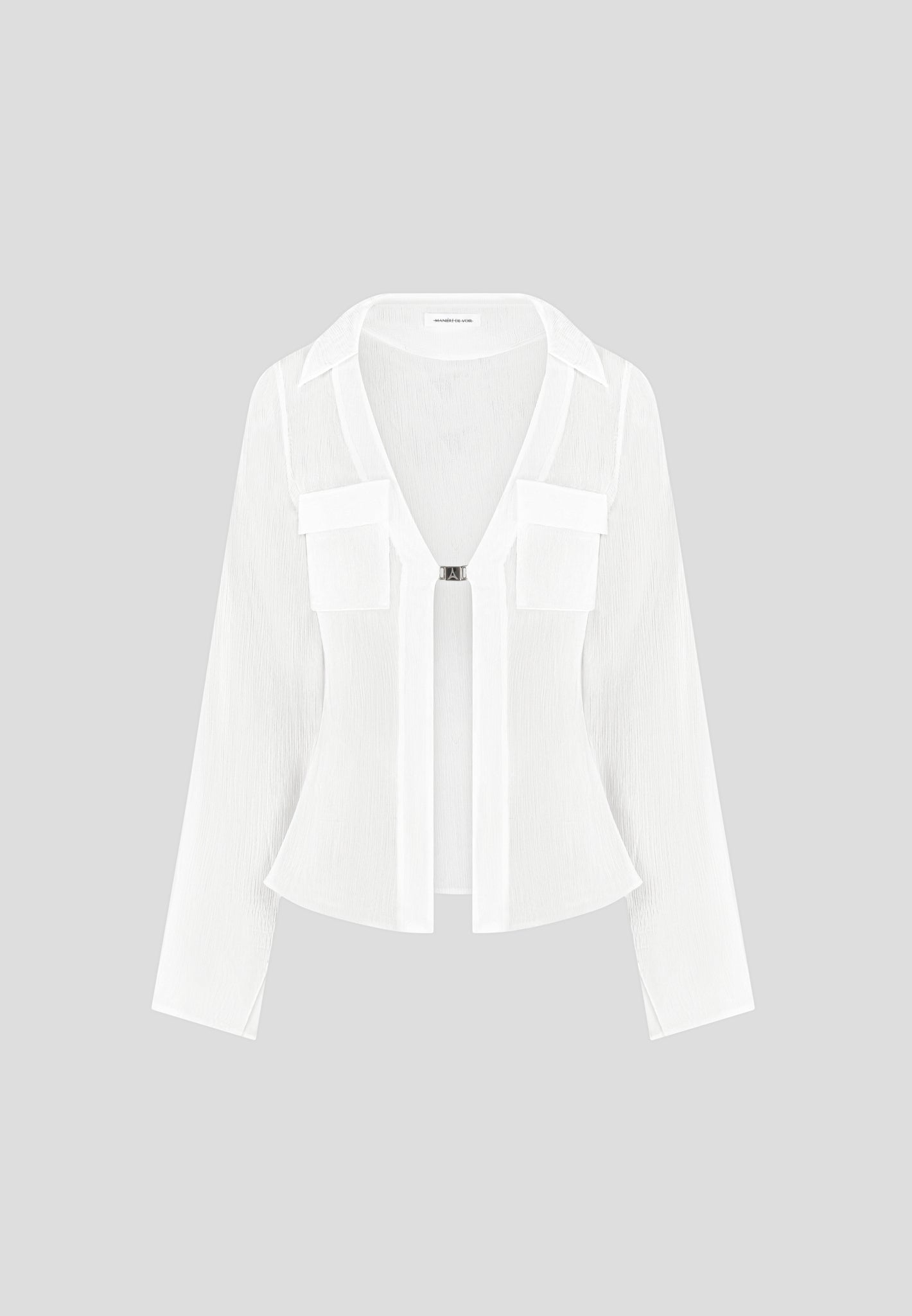 Sheer Shirt with Clasp - White