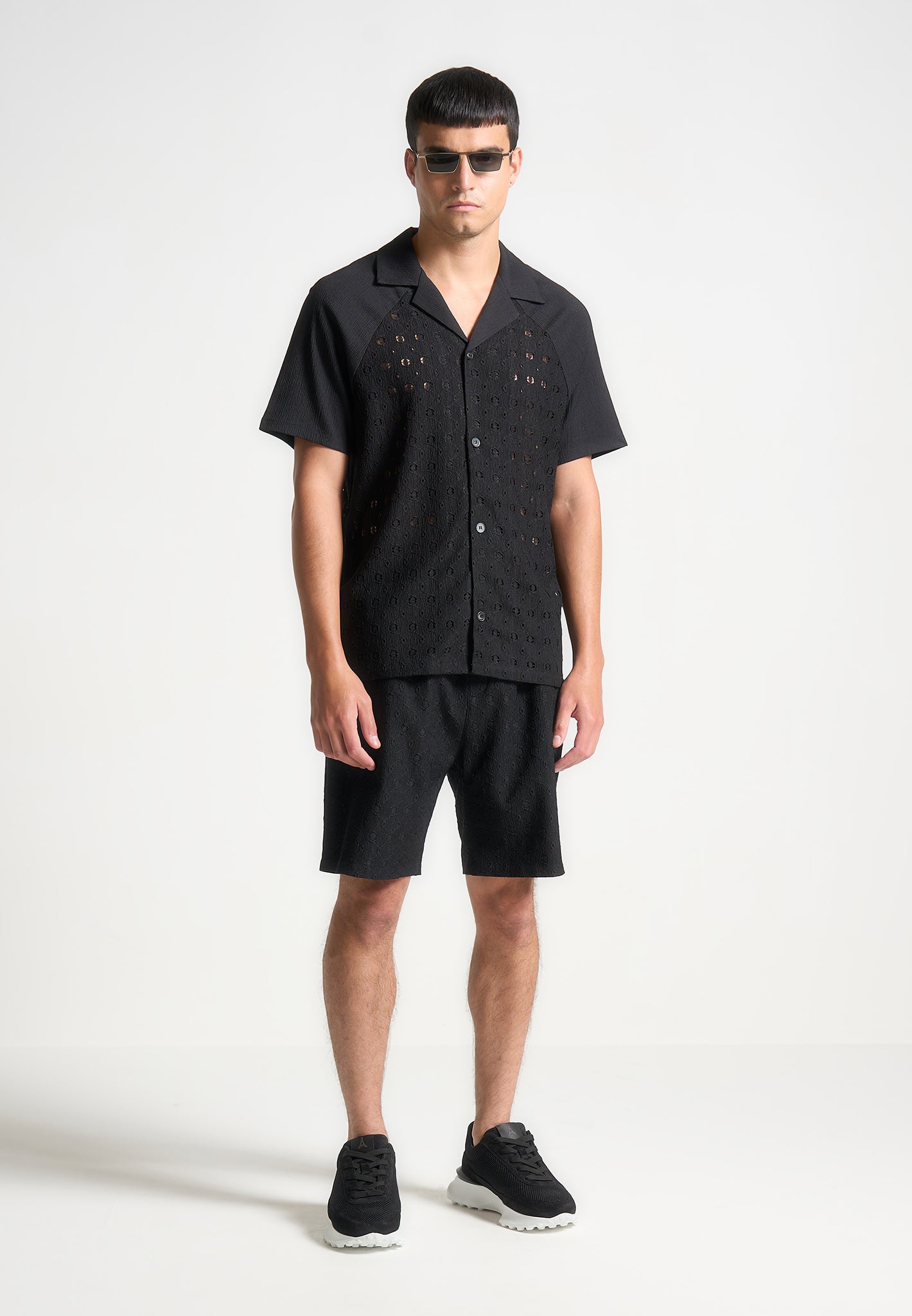 Textured Raglan Shirt - Black